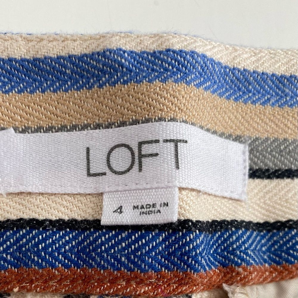 LOFT Riviera Linen Blend Multi-Color Striped Short Shorts Size 4 - Picture 11 of 11